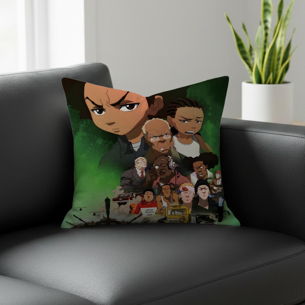 Cartoon The Boondocks Cushion Cover Natural Linen Pillowcase Set AllinOne Decor for Sofa Bedroom  Chair