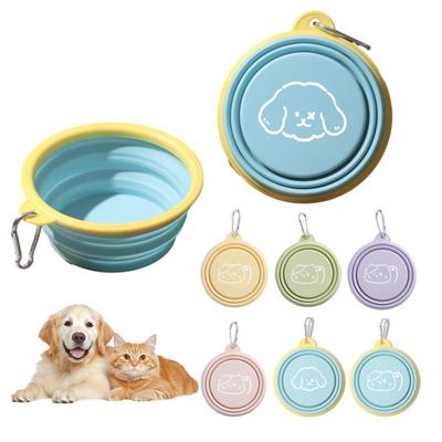 Collapsible Dog Bowl Foldable Silicone Pet Travel Bowl Portable Watering Feeding Dish with Carabiner Clip for Walking Hiking Traveling