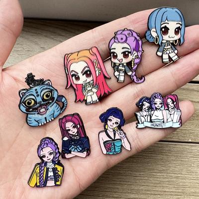 4 pièces KPOP Chasseurs de Démons Épingles Émaillées Saja Boys Jinu Magpie Personnage de Dessin Animé Broches Métalliques Badges Bijoux Cadeaux pour Fans d'Anime