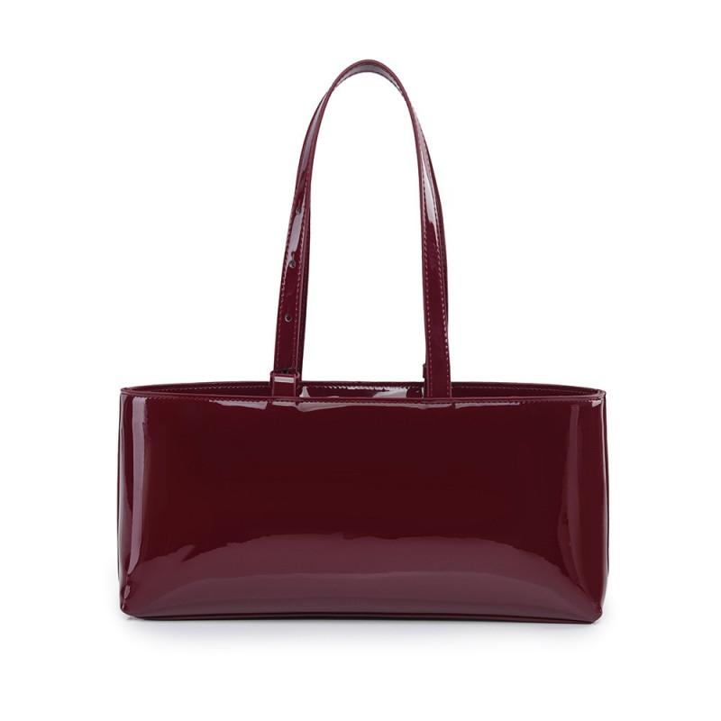 Damen Vintage Weinrot PU-Leder Umhängetasche mit Haken Minimalistisch City Chic Schulter Täglicher Pendelverkehr