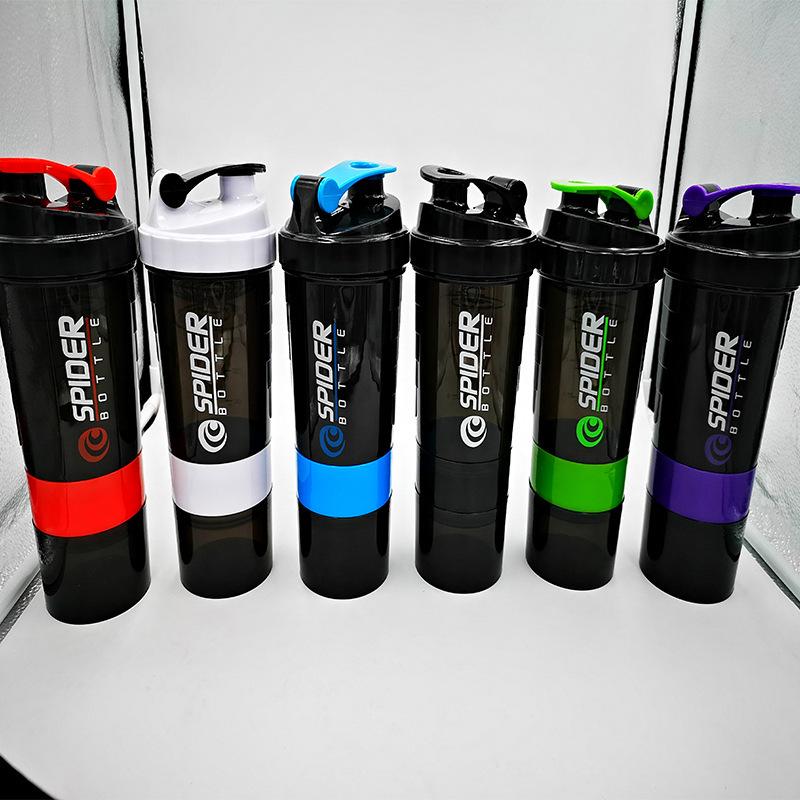 

Customizable 500ml Three-Layer Plastic Shaker Bottle for Protein Smoothies and Sports Drinks 500ml чёрный