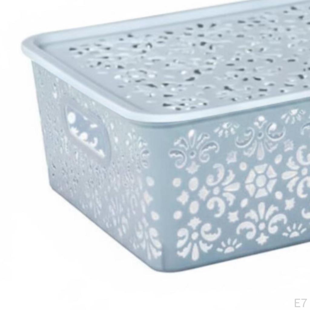 Decorative Storage Box Versatile Hollow Basket Stackable Lace Pattern Organizer Bin for