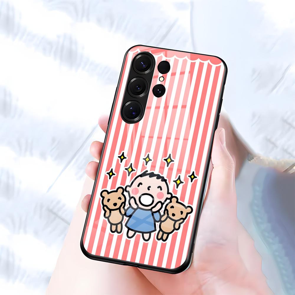 M-MINNA NO T-TABO Phone Case For Samsung S26 S25 S24 FE S23 S22 S21 Plus S20 Ultra Note20Ultra Black Glass Cover