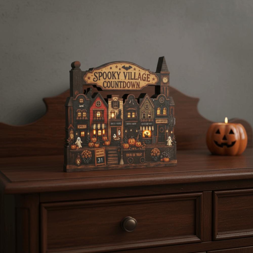 Vintage Finish Wooden Haunted House Multi-layer Rustic Autumn Ornament  Interior Designer