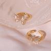 2025 Trendy White Mother of Pearl Butterfly Ring Set: High-End, Niche Design Open Index Finger Ring for Women