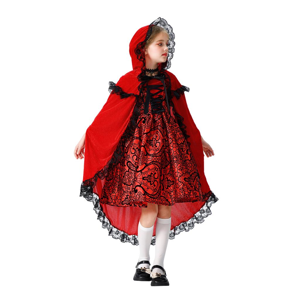 Halloween Kinderkostüm Weihnachtskleid Rotkäppchen Schal Umhang Ländliches Mädchen Aschenputtel Kostüm