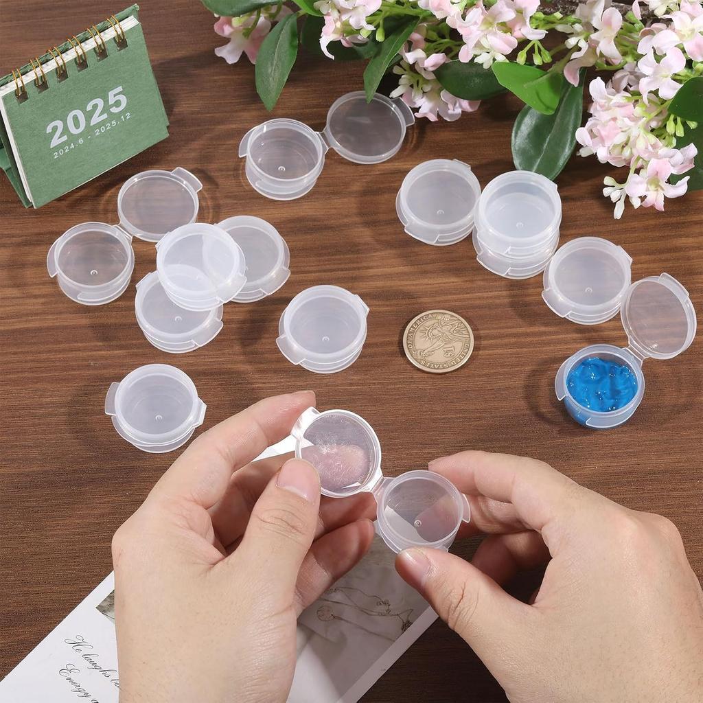 CHGCRAFT 50 Pcs Paint and Solvent Cups Clear Paint Cups with Lids Plastic Paint Cups Reusable Spill Proof Paint Cups for Arts Crafts Supplies