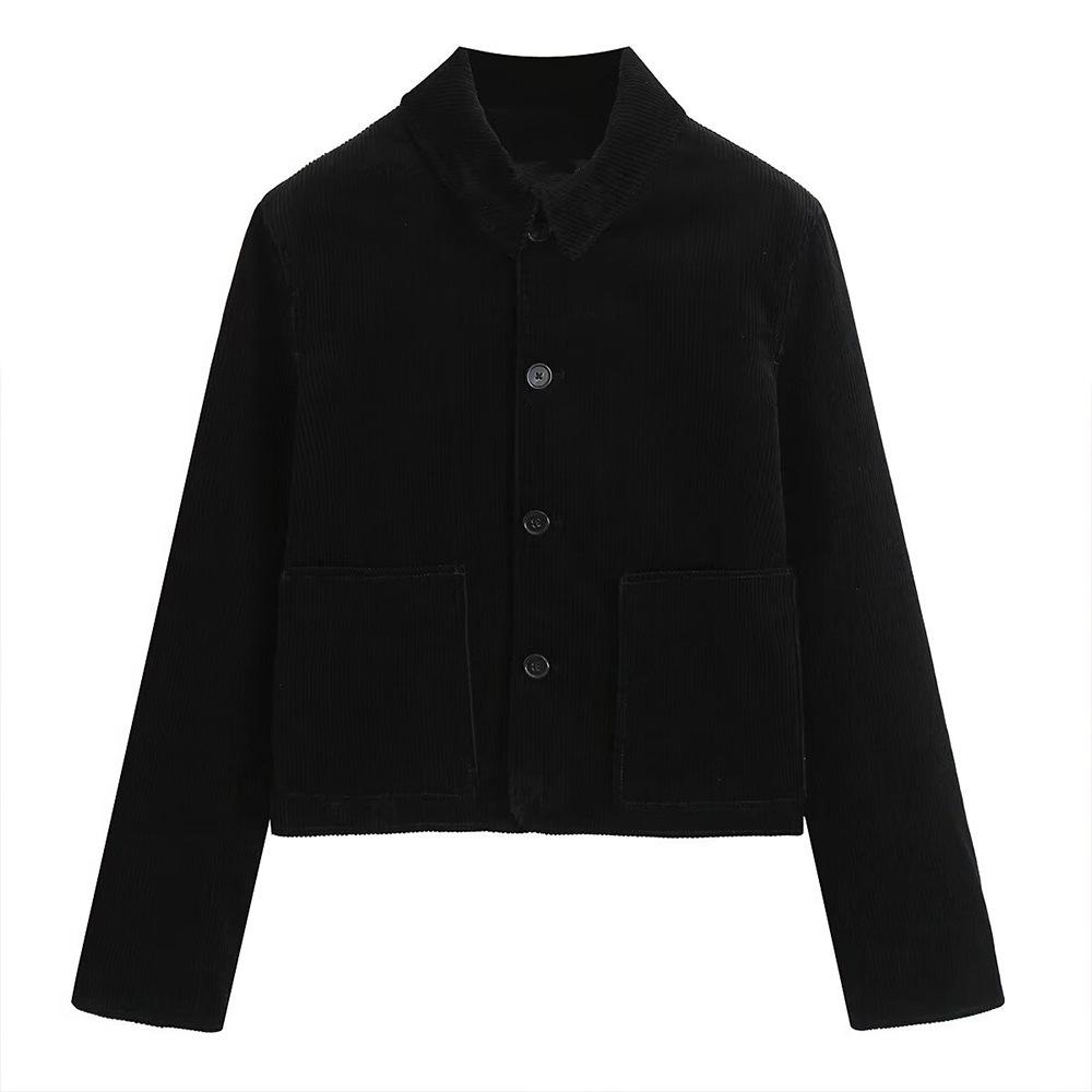

TAOP&ZA Spring Women s Versatile Corduroy Turn-Down Collar Jacket S