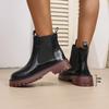 Fashion Women's Chelsea Boots Fashion Thick Platform Ladies Round Toed Slip On High Top Shoes Classic Winter Mid Heels Women Ankle Boots