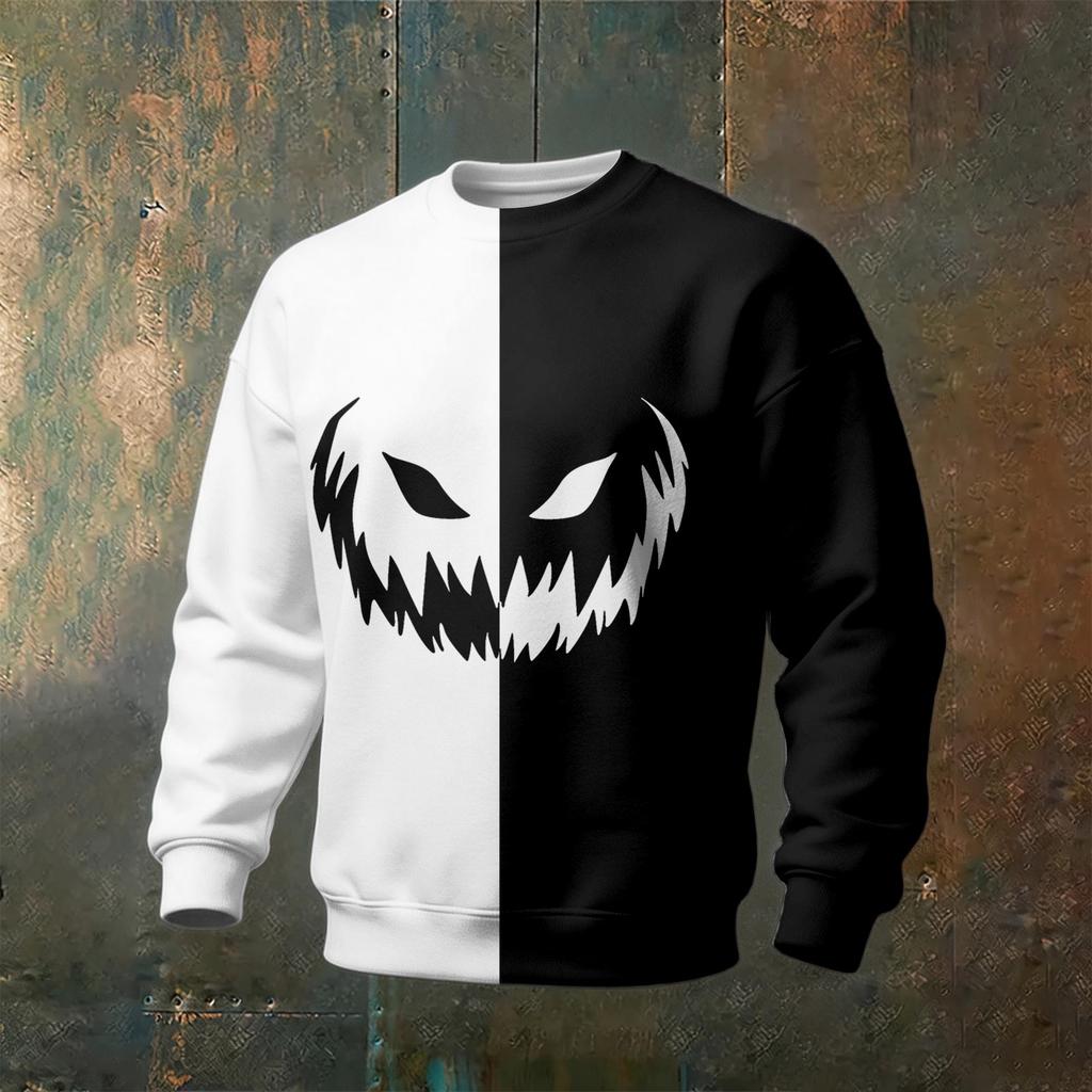 Men's Halloween Printed Long Sleeve Sweatshirt Casual Pullover