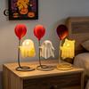Ghost With Balloon Decoration Cute Figurine with Balloon, Warm LED Night Light, Soft Glowing Lamp Halloween for Bedroom Desk Table Centerpiece