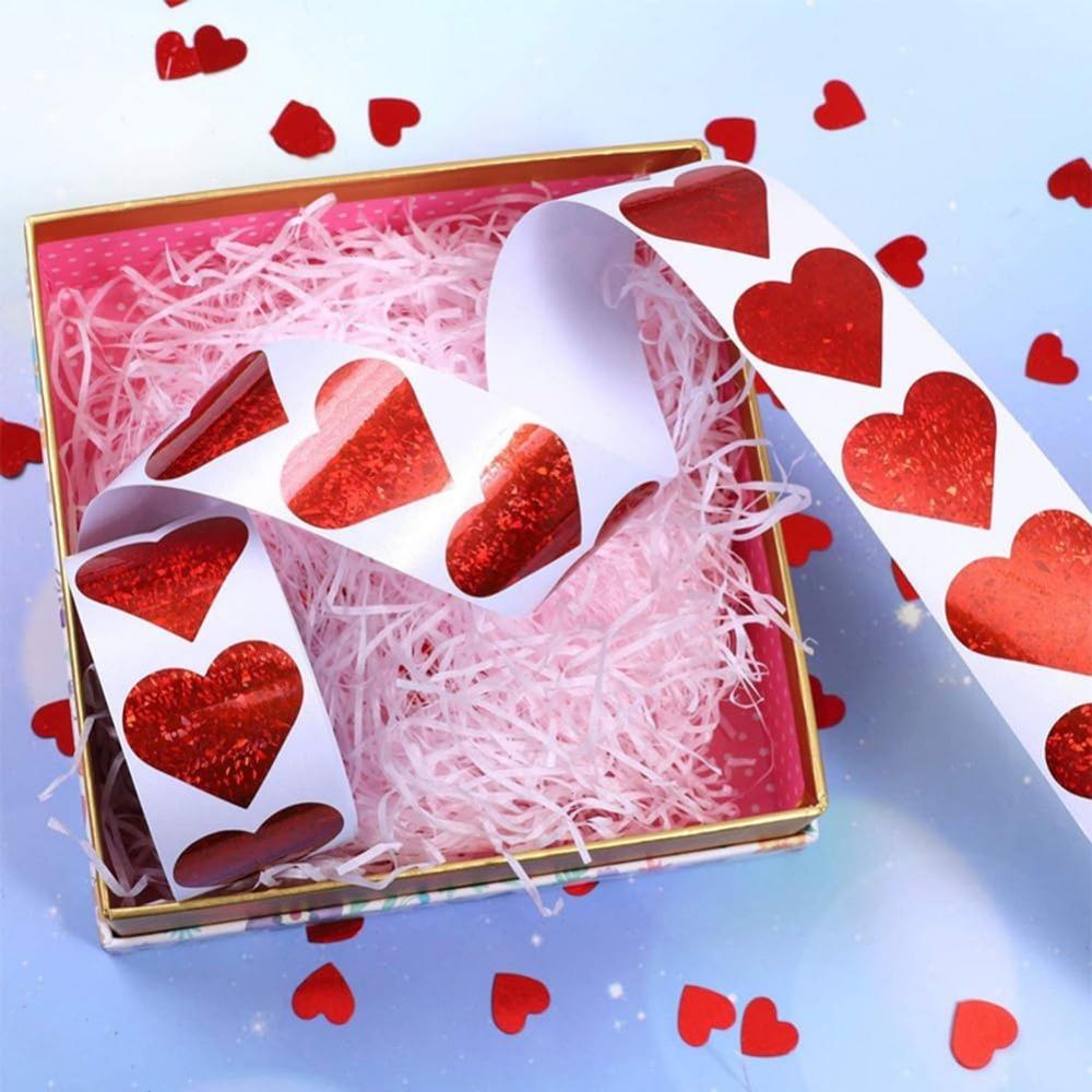 500pcs/roll Red Love Heart Stickers Scrapbooking Adhesive Stickers for Valentine's Day Party Wedding Decor Stationery Sticker