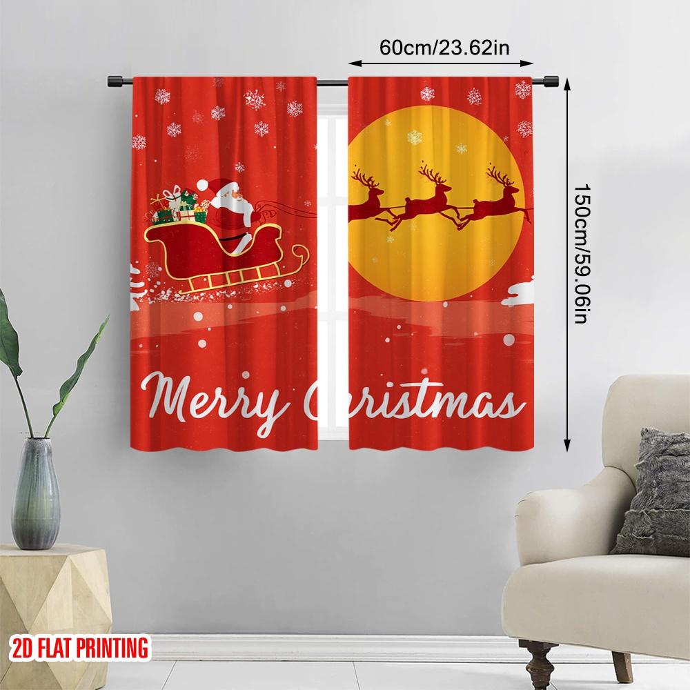 2 st, 2D-plantryckta Rullgardiner Gardiner Livfull Jultomte med Renar Polyestertyg (utan spö) Dekorationer Utomhus