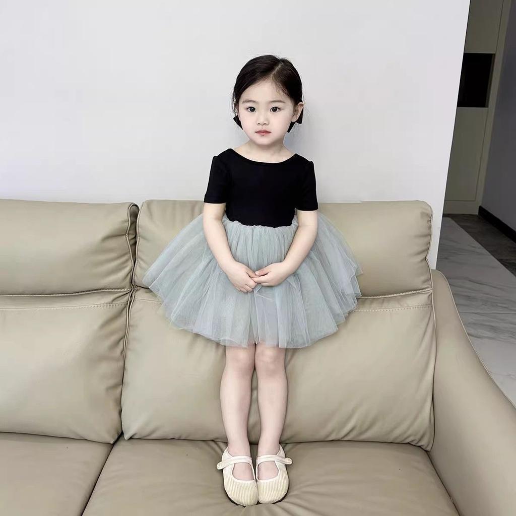 Girls' Short Sleeved Dress Summer Baby's Stylish Mesh Dress Fluffy Dress Girls' Princess Dress Children's Dress