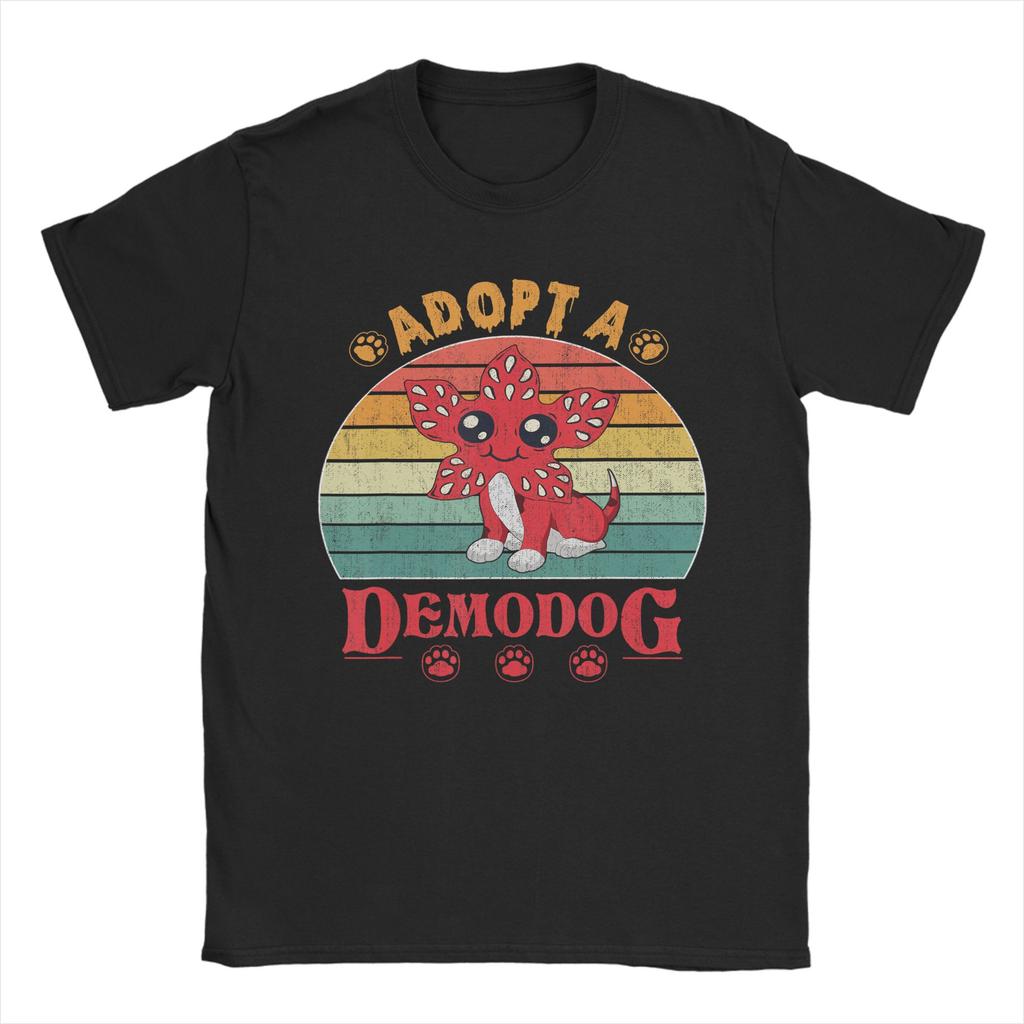 Mens TShirts Adopt A Demodog Dog Rescue Foster Pet Funny 100 Cotton Tee Shirt Short Sleeve  T Shirts Crewneck Clothing Gift