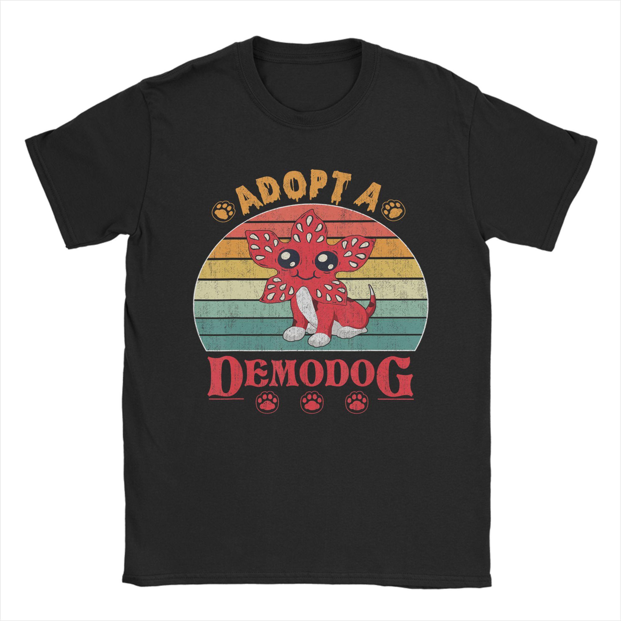 Casual T Shirt Summer Adopt A Demodog Funny Dogs Lovers Novelty T Shirts  Cotton Tee Shirt for Mens Y2K Basic Short Sleeve Tops S