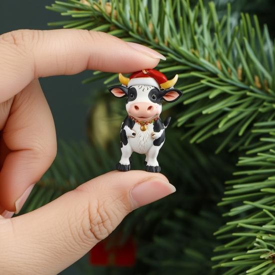Collectible Christmas Figurines for Enthusiasts Cow Ornament Advent Calendar 2026, 24 Days 2D Acrylic Hanging Pendant Portable Decorations Home