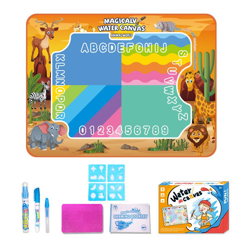 Magic Water Canvas Children Water Painting Blanket Early Learning Oversized Animal Dinosaur Numbers Magical Color Diy Toy