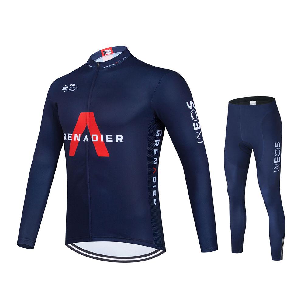 Ineos Team Long Sleeve Cycling Jersey Set for Men, MTB Bike Clothing, Bicycle Wear, 19D Gel Bib Pants 2026