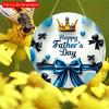 2d Flat 20*20cm Happy Father's Day Acrylic Wall Sign Round Blue Balloon, Crown Design with Black Bows, Wall Mounted Home Decor, Party Scene Decoration