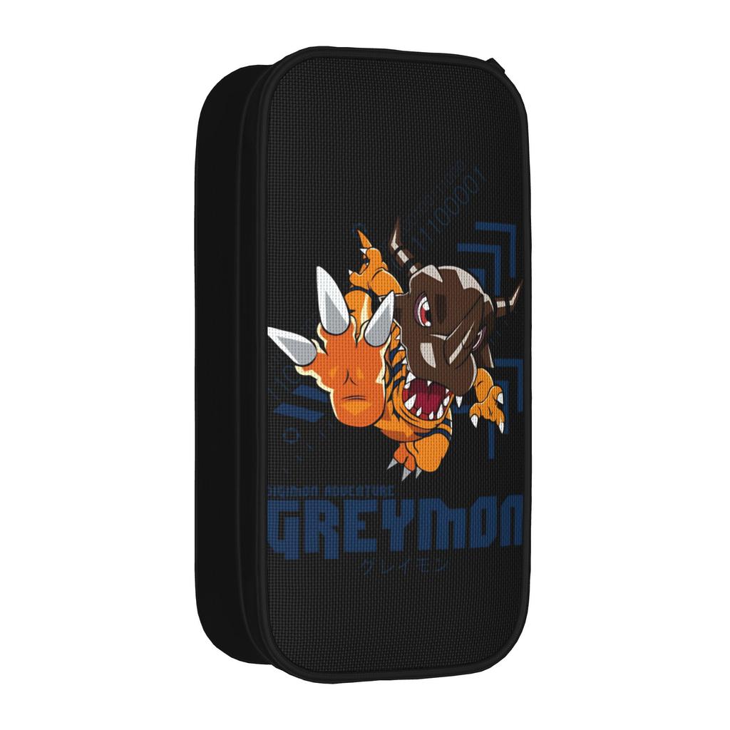 Fun digimon adventure greymon Pencil Case Pencil Box Pen Holder for Girls Boys Big Capacity Bags Students School Stationery