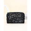 1pc Women Makeup Bag, Mesh Heart Flocked Decor, Fashionable & Minimalist Mesh Heart Design For Daily Use & Travel Makeup Travel Toiletry Organizer