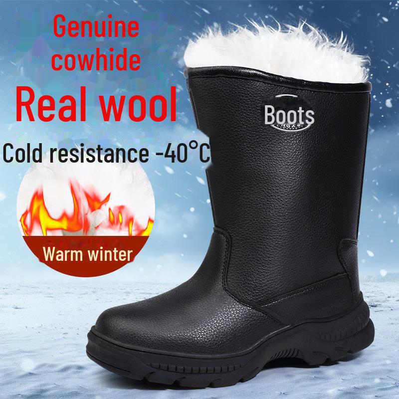 Wasserdichte Rutschfeste Schaffell-Schneestiefel für Extrem Kaltes Wetter