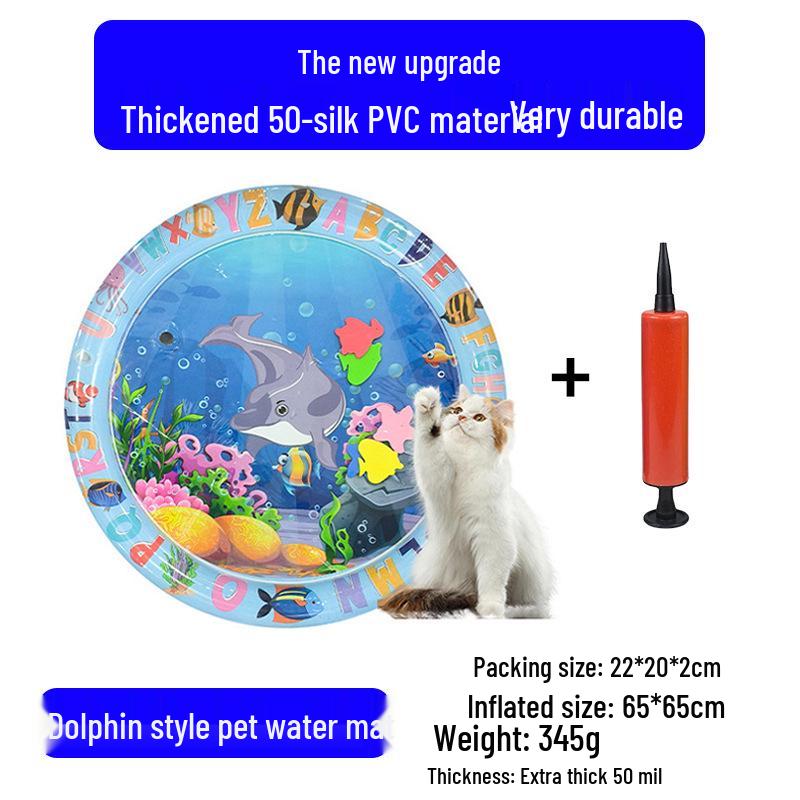 Cartoon Round Inflatable PVC Ice Pad for Cats & Dogs - Scratch-Resistant, Water-Injectable & Thickened