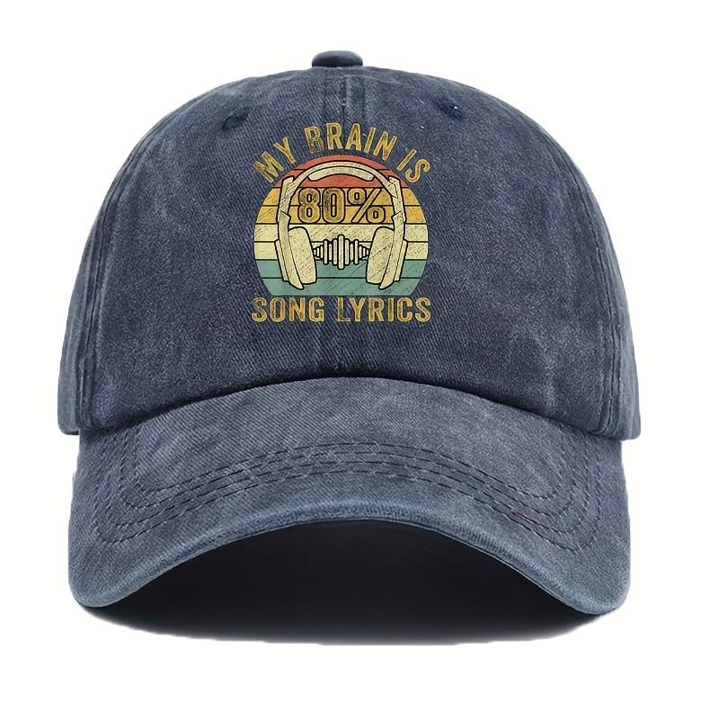 My Brain is  Percent Song Lyrics Music Lover Adjustable Baseball Cap Casual Cotton Dad Hat One Size