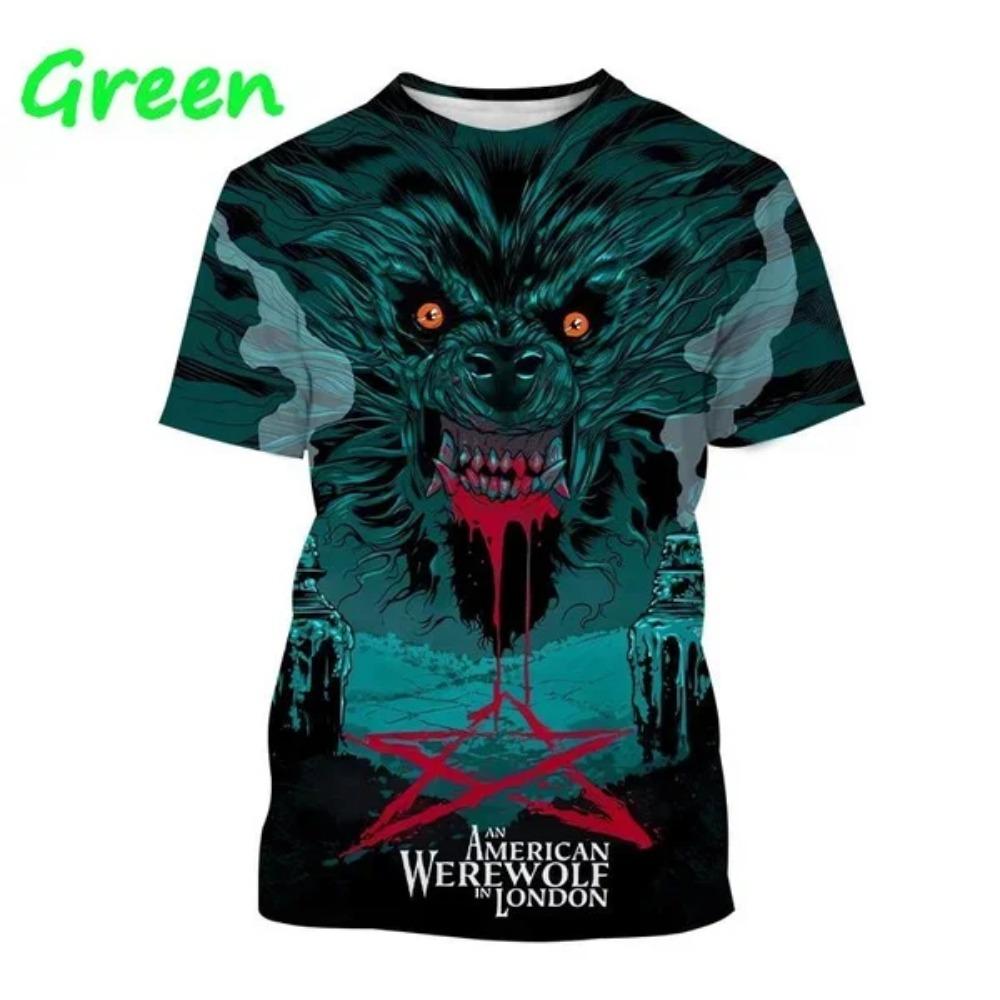Y2K Top American Werewolf 3D Gedrucktes T-Shirt Lustige Freizeit Herrenbekleidung Mode Herren- und Damen Rundhals Kurzarm T-Shirts