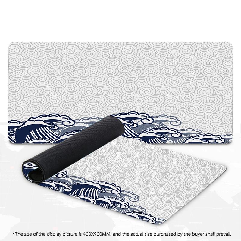 Japanese Mouse Pad Gamer Waves Playmat Gray Art Aesthetics XL Computer Home HD Mousepad XXL Office Soft Non-Slip PC Table Mat