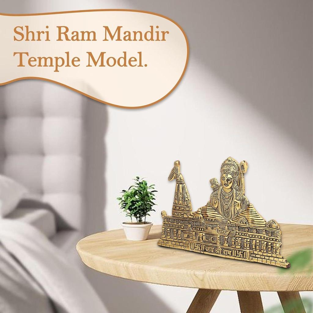 Metal Ram Mandir Ayodhya| Ayothi Ramar Temple Model| Architecture Model (11X7 Inch) Hanging and Standing Temple Home Decor Showpiece, 1 Pc