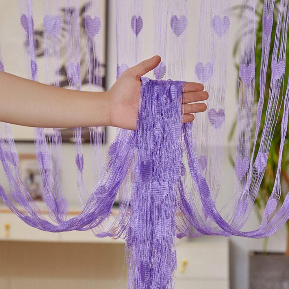 Solid Color Door Curtain Room Divider Tassel Curtain Retro Love Heart String Curtain  Home Decor