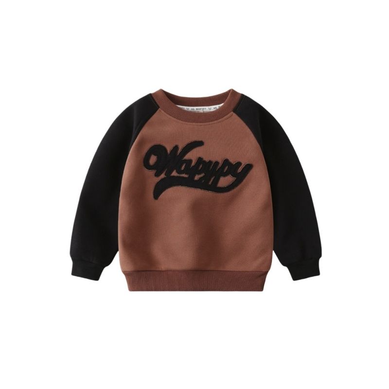 Children's Fleece Sweatshirt for Autumn and Winter, Boys' Fleece Top, Boys' Letter Print Warm Pullover Clothing