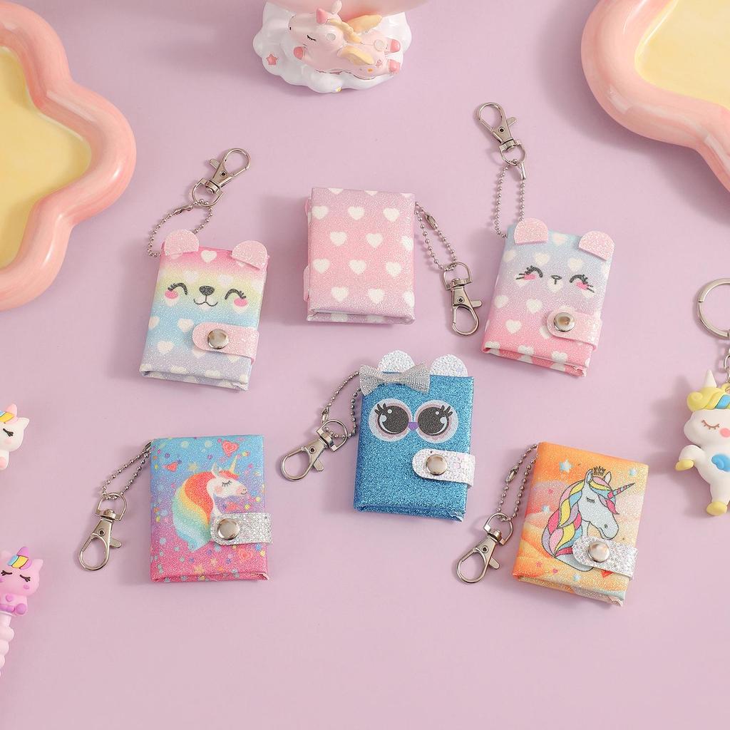 Cute Animal Mini Keychain Notebook for Kids - Portable Cartoon Memo Pad with Snap Fastener Pendant