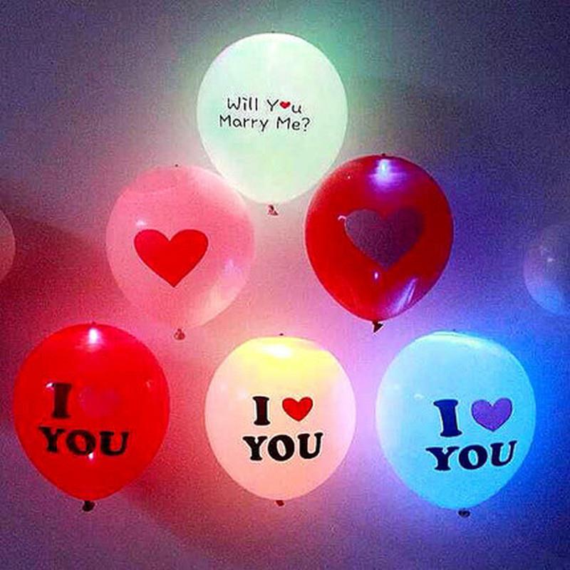 Buy 5pcs/Set Glowing Balloon Heart Printed Light Balloon Party