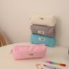 Pastel Corduroy Pen Bag With Slim Design For School And Office Use