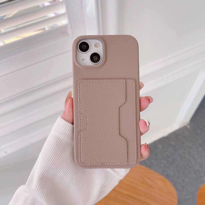 Luxury Solid Color Left Right Wallet Card Slot Hard PC Phone Case For iPhone 16 Pro Max E 14 11 12 13 15 Pro Max Mini Back Cover
