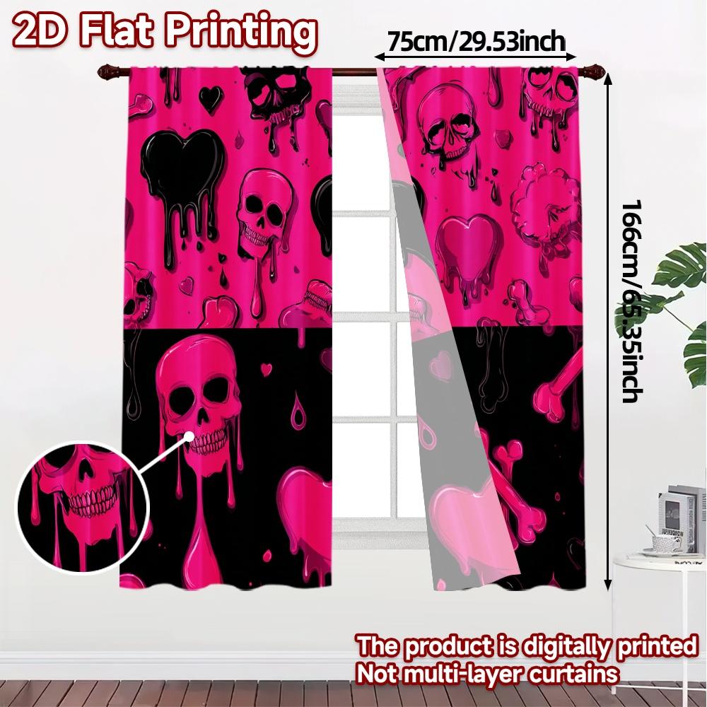 2D Flat Printing  JIT 2pcs   Curtains (Without Rod) Gothic Curtains Creative Modern Curtains Versatile Polyester Fabric Curtains