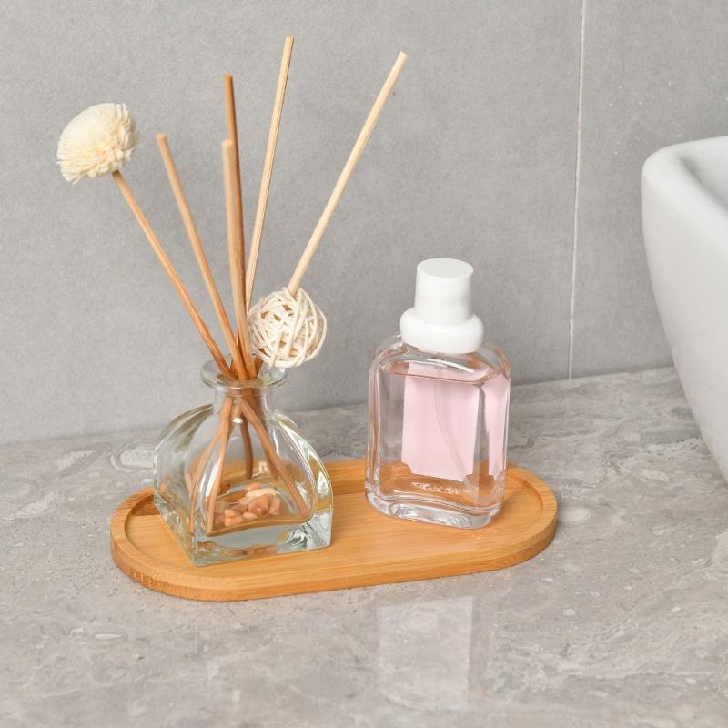 Bambus Holz Servierplatte Ovales Bambus Serviertablett Blumenpflanze Sukkulenten Tablett für Dessert Keks Abtropfschale
