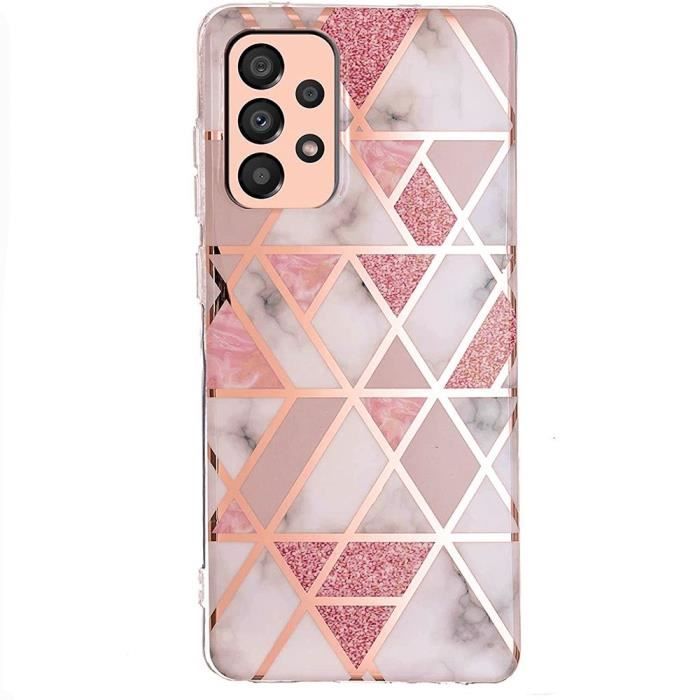 Coque pour Samsung Galaxy A33 5G + 2 Verres Trempés, Housse Slim et Élégant TPU Résistant Antichoc Rose