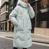 Winter Mid To Long Length Hooded Down Cotton Jacket Women's Thick Over Knee Waterproof Parka Coat Hooded Big Pocket Outercoat