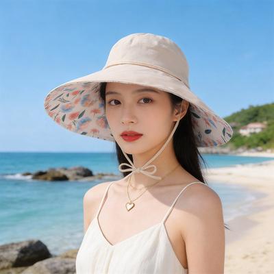 Women's Summer Sun Hat - Uv Protection Fisherman's Hat - Open Top Sun Visor - Wide Brim Summer Printed Foldable Hat