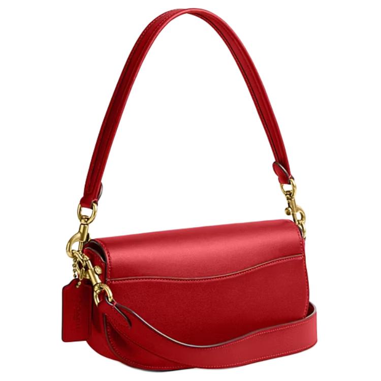 Coach Harley Shoulder Bag 23 Solid Color Flap Hardware Snap Closure Glove Leather Saddle Bag Women Shoulder Bag Red CM702-B4PJ6