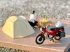 TOMYTEC GeoColle 64 #CarSnap 30a Solo Camping Honda CT125 Hunter Cub Included ABS Resin and PVC Figure and Accessory Set (Painted, Partially