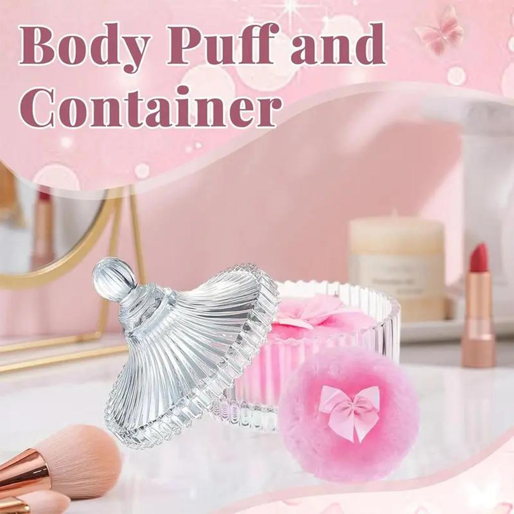 Body Powder Puff And Container,Dusting Powder Jar With Makeup Puff,Large Dusting Powder For Women Body Puff
