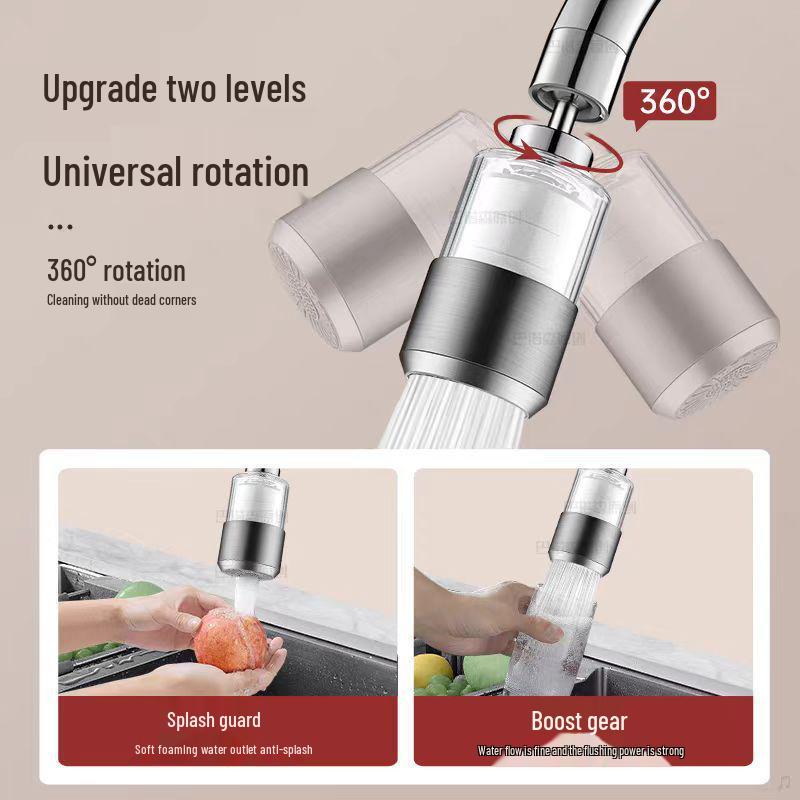 Universal Two-Speed Kitchen Faucet Filter and Anti-Splash Extension Purifier