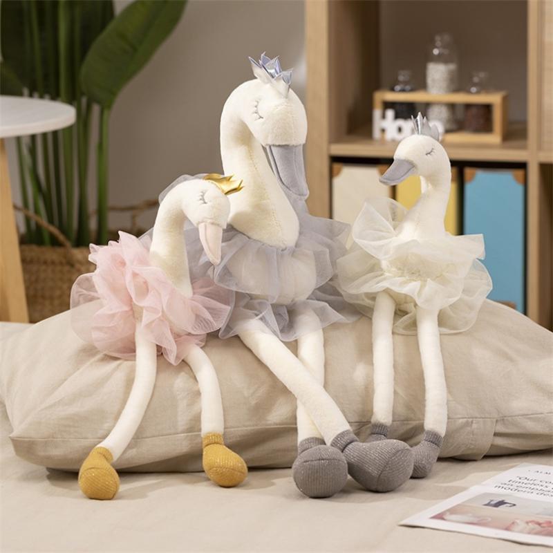 Cartoon Swan Plush Doll Cute Sweet Princess Crown Swan Plush Toy Stuffed Animal Doll Toys Lovely Soft Pillow Home Decoration