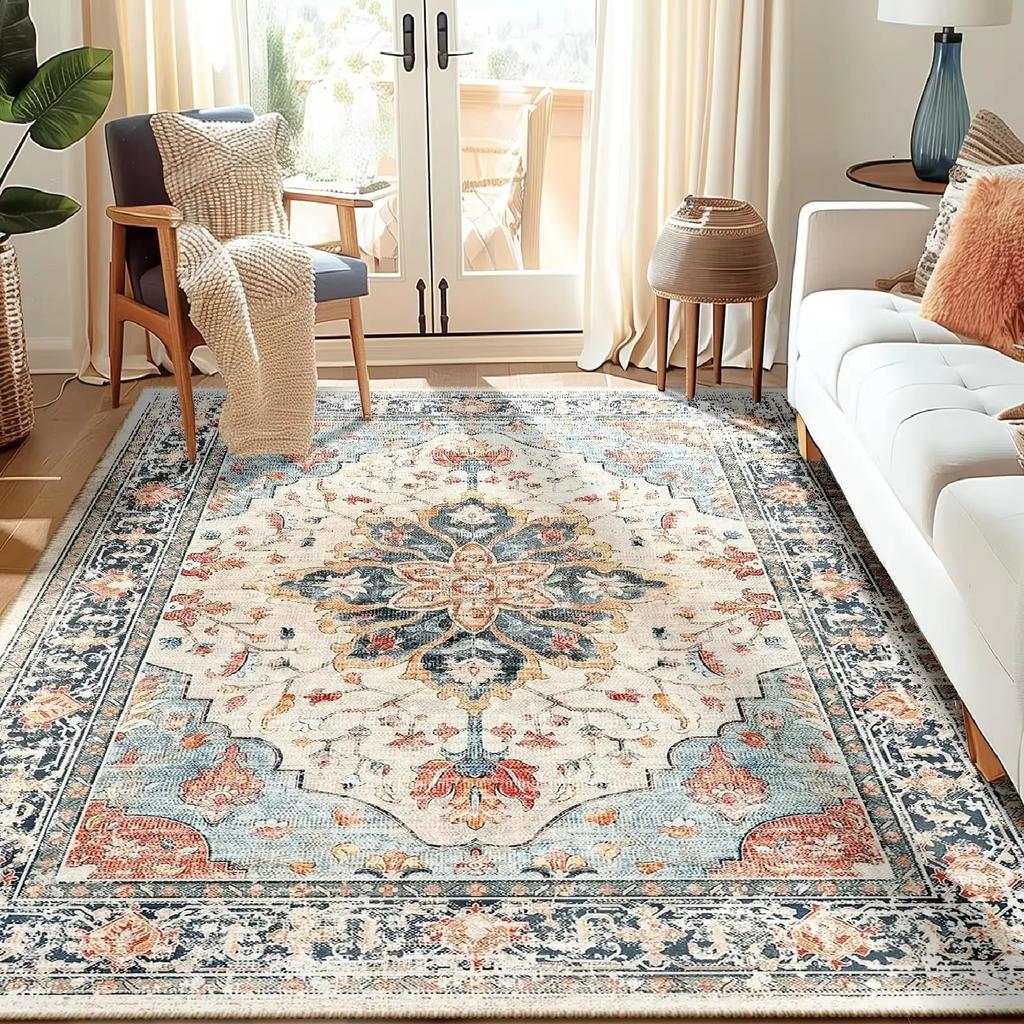 Bohemian Mats, Luxury Vintage Mats Machine Washable, Soft and Comfortable for Living Rooms, Bedrooms, Bohemian Style Home