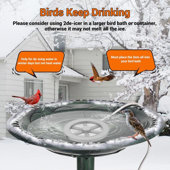 70W Pond De-Ice Heater Thermostatically Controlled Energy-efficient Bird Bath Ice Melter Anti-rust Bird Bath Heater